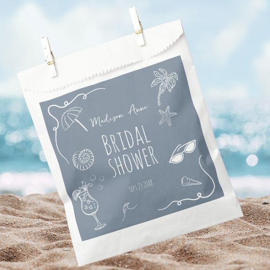 Beach Doodle Illustrations Bridal Shower フェイバーバッグ