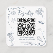 Beach Doodle QR Code Bridal Shower Registry エンクロージャーカード (正面)