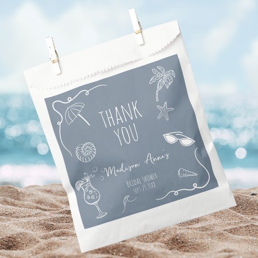 Beach Doodle Thank You Bridal Shower フェイバーバッグ