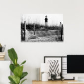 Beach Fences And Lighthouse ポスター (ホームオフィス)