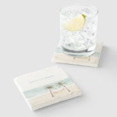 Beach Find Your Happy Palm Trees Ocean ストーンコースター (横)