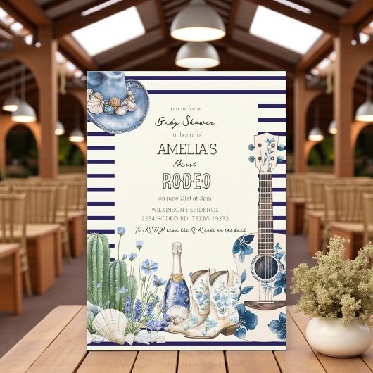  beach first rodeo coastal baby shower 招待状
