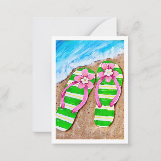 Beach flip flop Flat Note Cards ノートカード (正面)