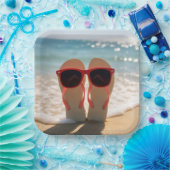 Beach Flip-flops with Red Sunglasses ペーパープレート (パーティー)