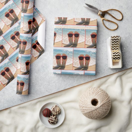 Beach Flip-flops with Red Sunglasses ラッピングペーパー (クラフト)