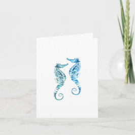 Beach Folded Note Cards Turquoise Blue Seahorses ノートカード