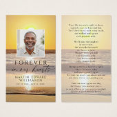 Beach Forever Hearts Memorial Photo Prayer Card (正面&裏面)