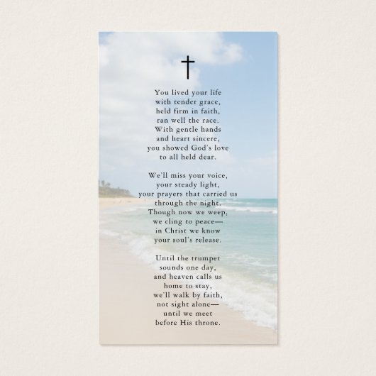 Beach Forever Hearts Photo Poem Cross Prayer Card (裏面)