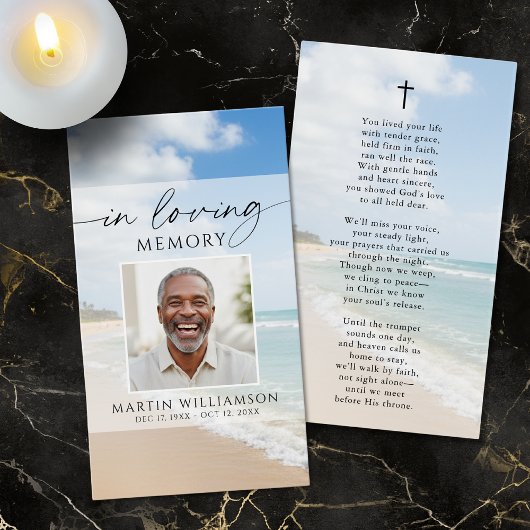 Beach Forever Hearts Photo Poem Cross Prayer Card