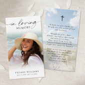 Beach Funeral In Memory Photo Cross Prayer Card