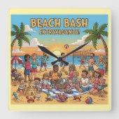 Beach Gathering スクエア壁時計 (正面)