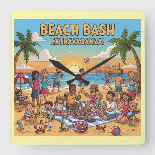 Beach Gathering スクエア壁時計 (正面)