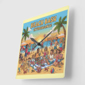 Beach Gathering スクエア壁時計 (傾斜)