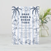 Beach Grad Vibes Doodle Graduation 招待状 (スタンド正面)