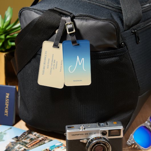 Beach Gradient Monogram Name  ラゲッジタグ (正面&裏面)