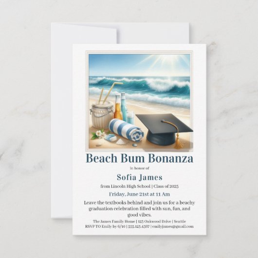 Beach Graduation Party Invitation 招待状 (正面)