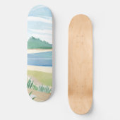 Beach Grass Bay | Watercolor Ocean Coastal Sea スケートボード (正面)