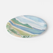 Beach Grass Bay | Watercolor Ocean Coastal Sea ペーパープレート (アングル)