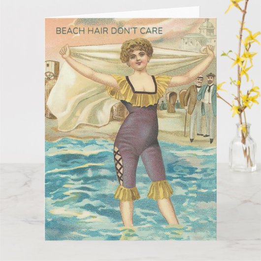 Beach Hair Don’t Care Greeting カード (黄色い花)