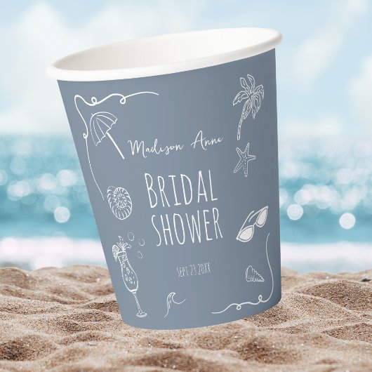 Beach HandDrawn Doodle Illustrations Bridal Shower 紙コップ
