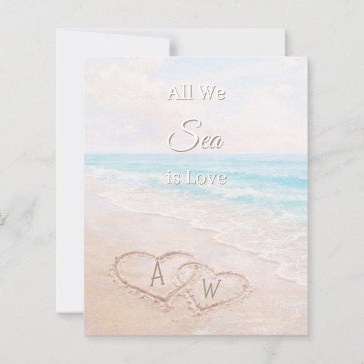 Beach hearts initials Bridal Shower invitation (裏面)