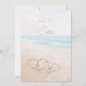 Beach hearts initials quote love Bridal Shower 招待状 (裏面)