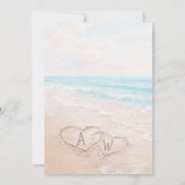 Beach hearts initials sand Bridal Shower 招待状 (裏面)