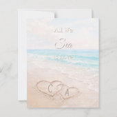 Beach hearts sand initials wedding invitation (裏面)