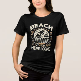 Beach Here I Come Tropical Sunset Fun トライブレンドＴシャツ