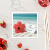 Beach Hibiscus Flower With Wedding Envelope スタンダードカクテルナプキン (インサイチュ)