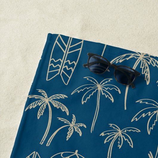 Beach holiday pattern and your name in beige ビーチタオル (インサイチュ)