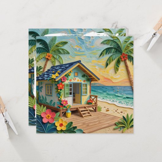 Beach Home Oceanic Blank カード (正面/裏面インサイチュ)