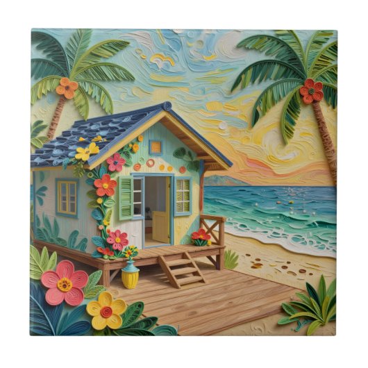 Beach Home Oceanic Coastal Art タイル (正面)
