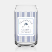 Beach House Blue Stripes Coastal Farmhouse ガラス缶 (正面)