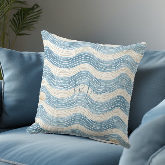 Beach House Coastal Wave Home Decor Seaside Living クッション