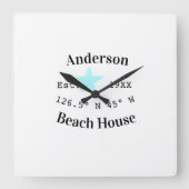 Beach house Date year custom coordinates add est. スクエア壁時計 (正面)
