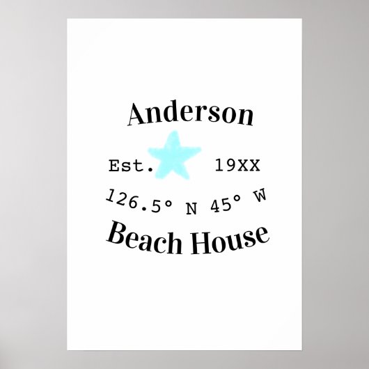 Beach house Date year custom coordinates add est. ポスター (正面)