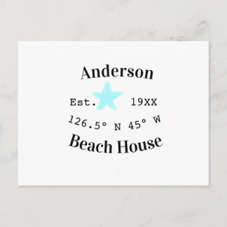 Beach house Date year custom coordinates add est. ポストカード