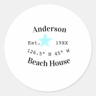 Beach house Date year custom coordinates add est. ラウンドシール