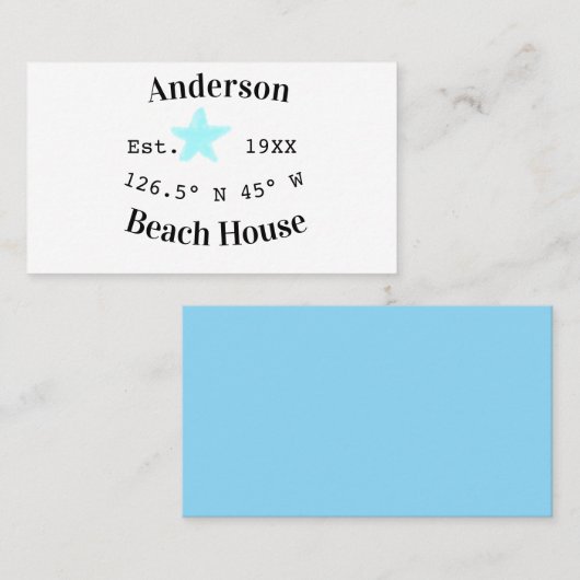 Beach house Date year custom coordinates add est. 名刺 (正面/裏面)