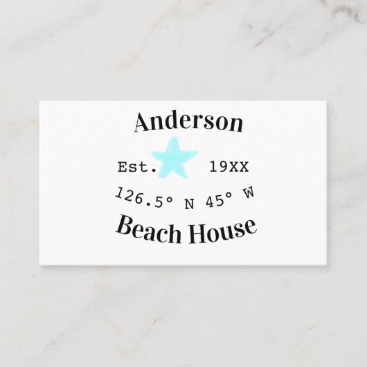 Beach house Date year custom coordinates add est. 名刺 (正面)