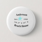 Beach house Date year custom coordinates add est. 缶バッジ (正面)