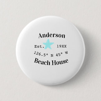 Beach house Date year custom coordinates add est. 缶バッジ