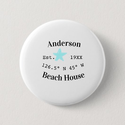 Beach house Date year custom coordinates add est. 缶バッジ (正面)