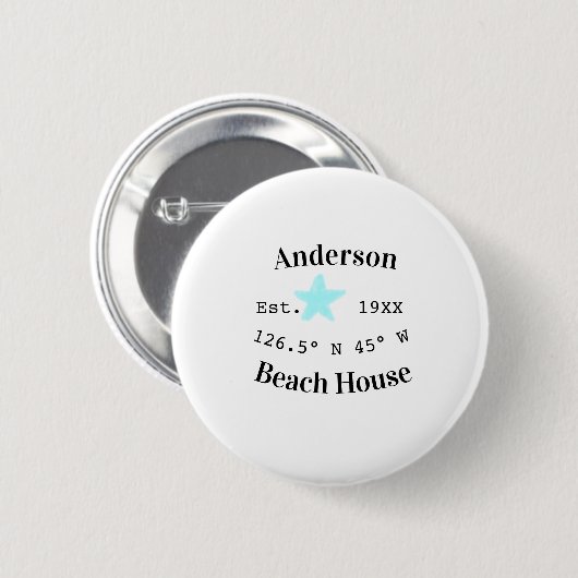 Beach house Date year custom coordinates add est. 缶バッジ (正面&裏面)