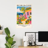 Beach house decor, Mid century modern poster, Pink ポスター (ホームオフィス)