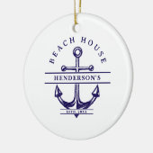 Beach House Nautical Anchor Blue セラミックオーナメント (左)