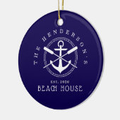 Beach House  Nautical Anchor Blue décor Vacation セラミックオーナメント (左)