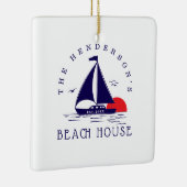 Beach House Nautical boat Sunset navy blue セラミックオーナメント (右)