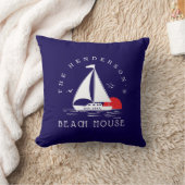 Beach House  Nautical boat Sunset Vacation クッション (ブランケット)